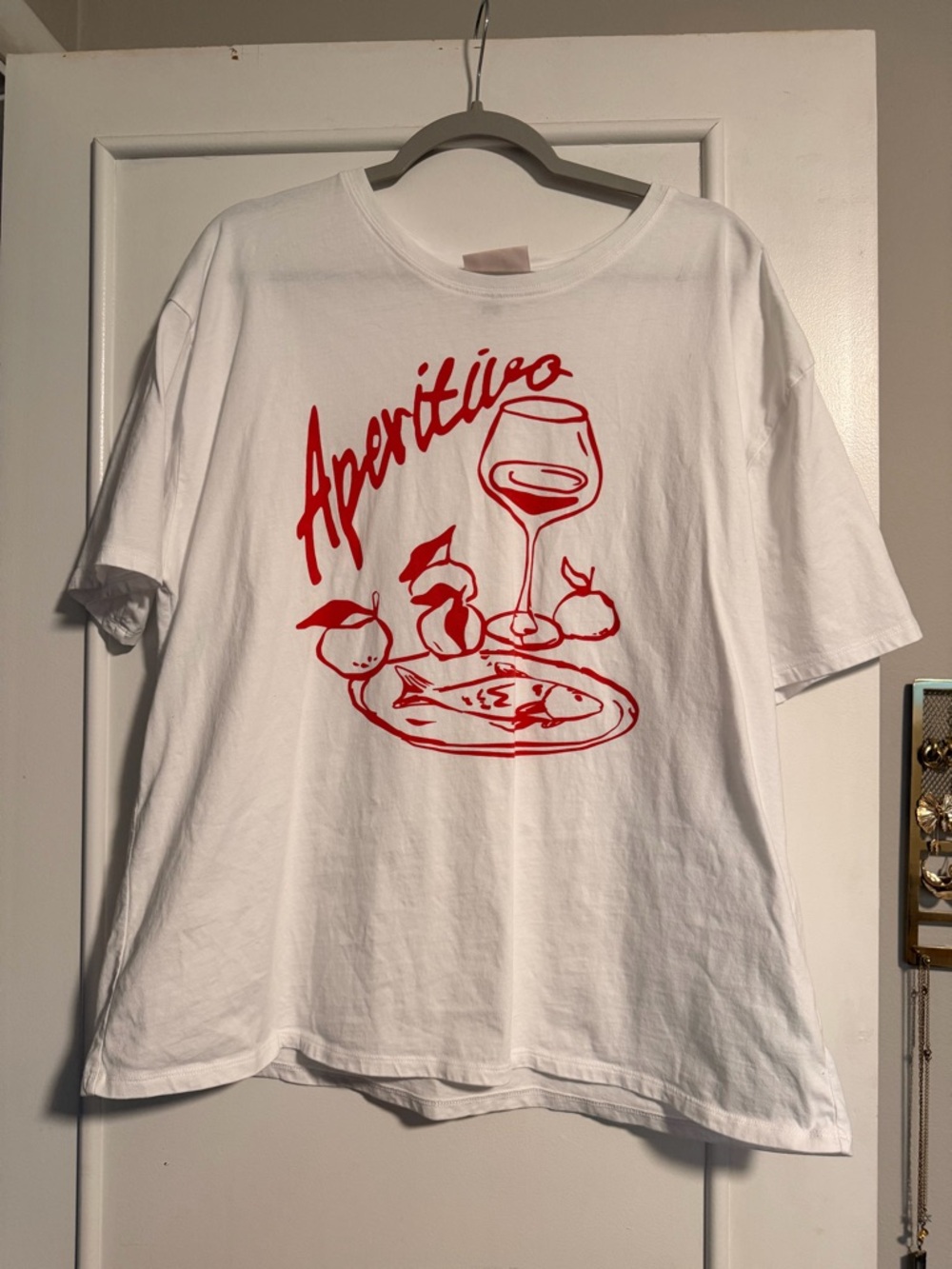 Universal Thread White Tee with Red Script Accent